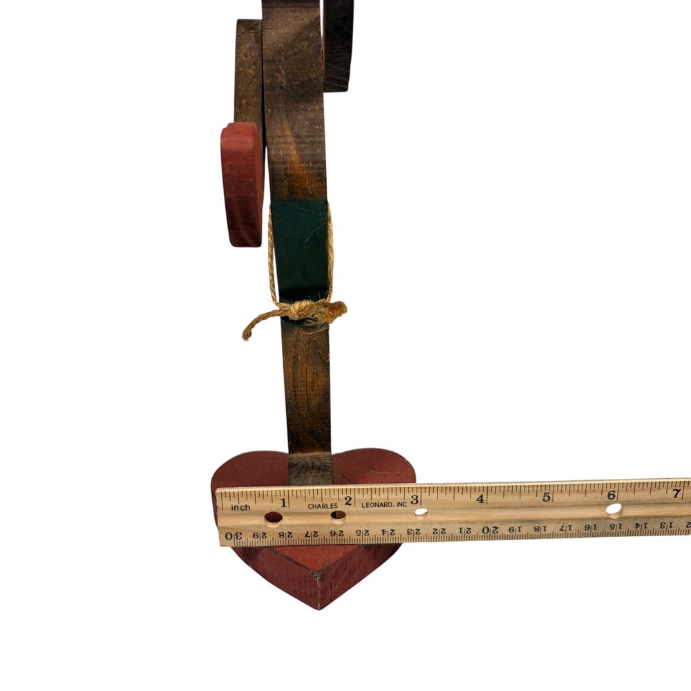 Vintage Folk Art Wooden Bunny Rabbit with Hearts Figurine 12.5" Primitive - Picture 13 of 13